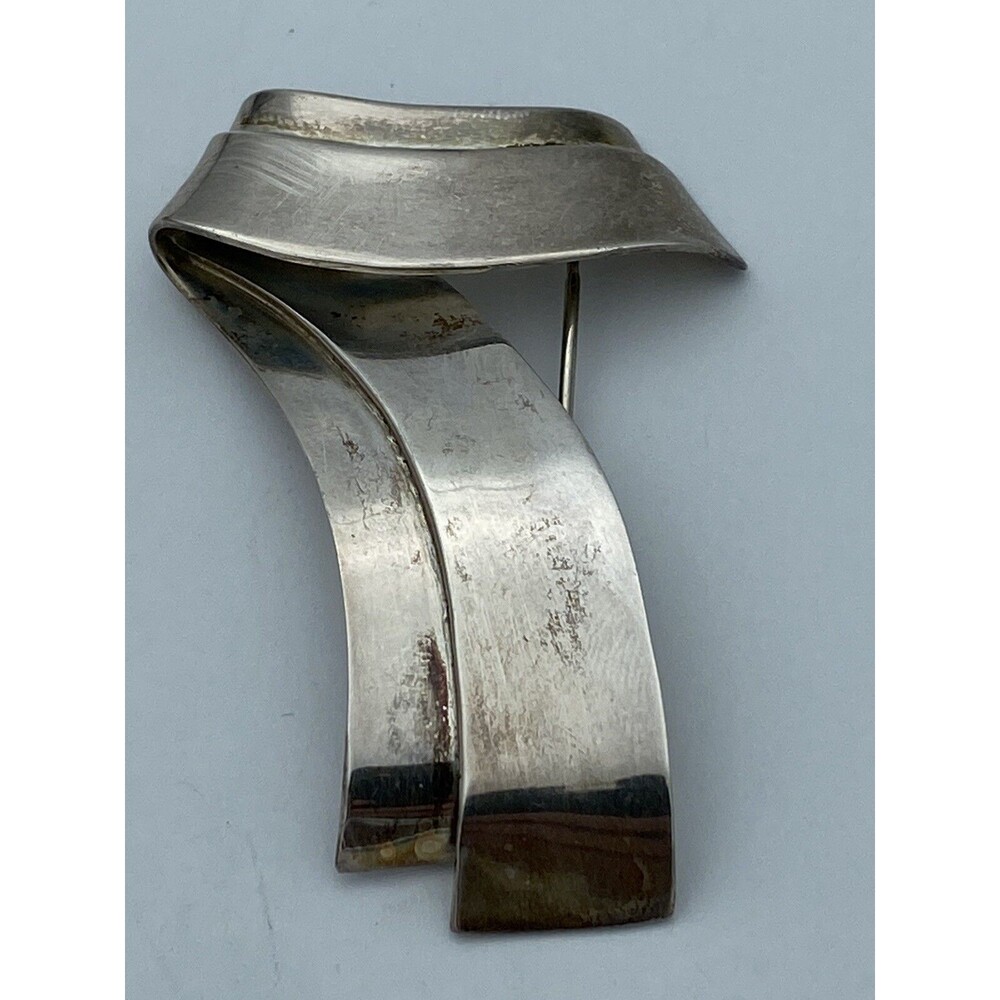 Vintage Large Taxco Mexico Modernist Pin Brooch TS-76 Sterling Silver